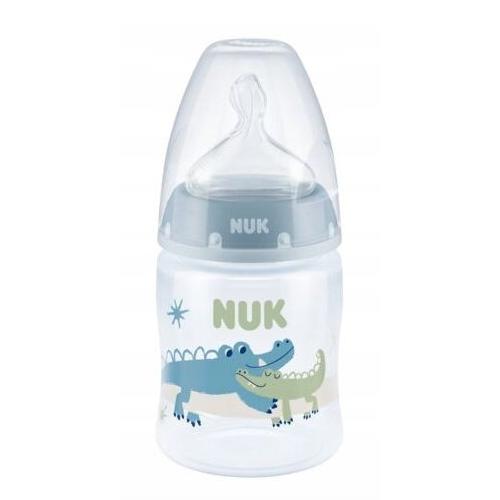 Miniaturka artykułu - NUK First Choice Plus Butelka ze wskaźnikiem temperatury (0-6m) M niebieska, 150ml