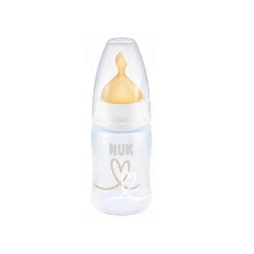 Miniaturka artykułu - NUK First Choice Plus Butelka ze wskaźnikiem temperatury ze smoczkiem lateksowym (0-6m) M biała, 300ml
