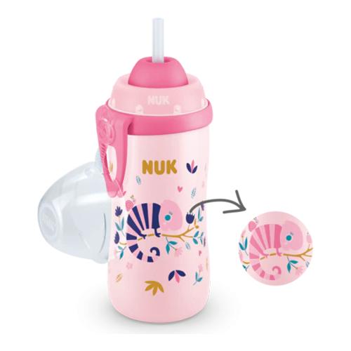 Miniaturka artykułu - NUK FLEXI CUP Kameleon Kubek niekapek z silikonową słomką zmieniający kolor 12m+, 300 ml