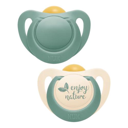 Miniaturka artykułu - NUK FOR NATURE Smoczek uspokajający lateksowy 0-6m zielony, 2 sztuki
