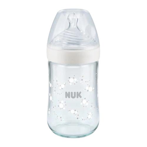 Miniaturka artykułu - NUK Nature Sense Butelka szklana ze wskaźnikiem temperatury biała, 240ml