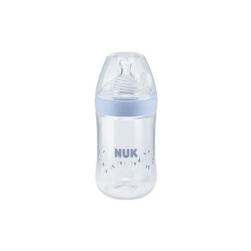 Miniaturka artykułu - NUK Nature Sense Butelka ze smoczkiem silikonowym 6-18m M niebieska, 1szt.