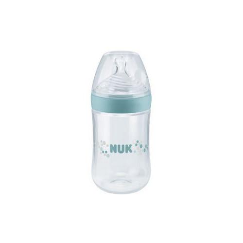 Miniaturka artykułu - NUK Nature Sense Butelka ze smoczkiem silikonowym 6-18m M zielona, 1szt.