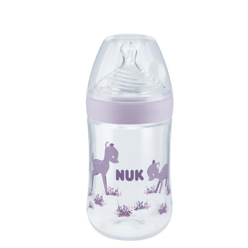 Miniaturka artykułu - NUK Nature Sense Butelka ze wskaźnikiem temperatury M 6-18m fioletowa, 260ml	