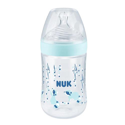 Miniaturka artykułu - NUK Nature Sense Butelka ze wskaźnikiem temperatury M 6-18m niebieska, 260ml	