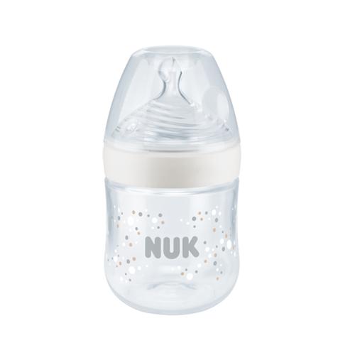 Miniaturka artykułu - NUK Nature Sense Butelka ze wskaźnikiem temperatury, smoczek silikonowy S biała, 150ml