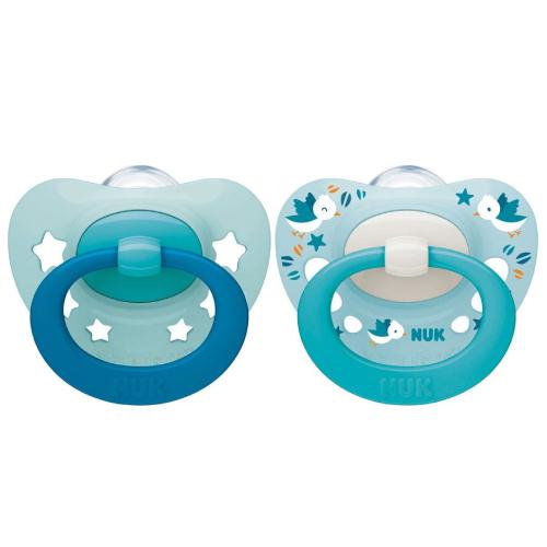 Miniaturka artykułu - NUK Signature Smoczek silikonowy uspokajający 0-6m boy, 2 sztuki