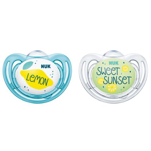 Miniaturka artykułu - NUK Smoczek uspakajający silikonowy Freestyle Fruits 0-6m BOY, 2 szt.
