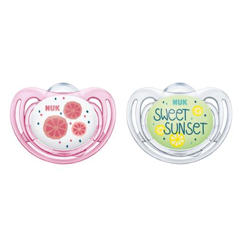 Miniaturka artykułu - NUK Smoczek uspakajający silikonowy Freestyle Fruits 6-18m GIRL, 2 szt.
