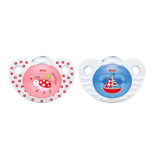 Miniaturka artykułu - NUK Smoczek  silikonowy Baby Gluck różowy i niebieski 0-6m - 2 szt.