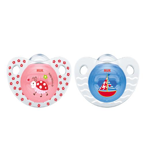 Miniaturka artykułu - NUK Smoczek silikonowy Baby Gluck r&oacute;żowy i niebieski 6-18m, 2 szt.