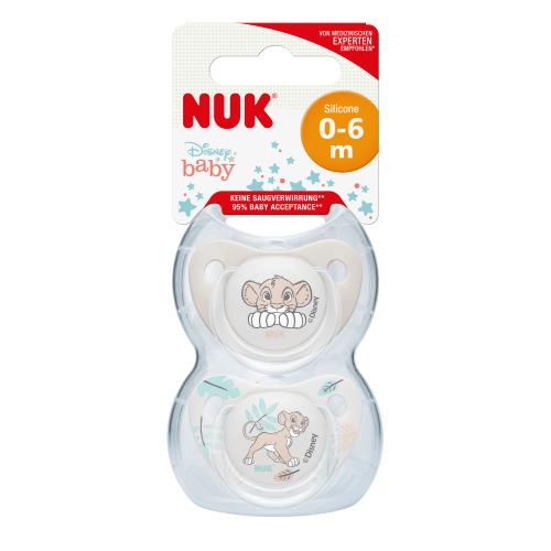 Miniaturka artykułu - NUK Smoczek uspokajający silikonowy 0-6m Kr&oacute;l Lew, 2szt.