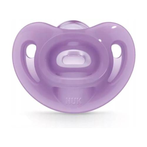 Miniaturka artykułu - NUK Smoczek uspokajający silikonowy Sensitive 0-6m fioletowy, 1 szt.