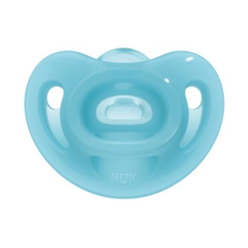 Miniaturka artykułu - NUK Smoczek uspokajający silikonowy Sensitive 0-6m niebieski, 1 szt.