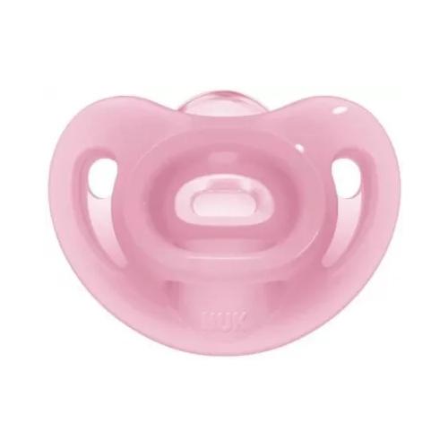 Miniaturka artykułu - NUK Smoczek uspokajający silikonowy Sensitive 0-6m r&oacute;żowy, 1 szt.