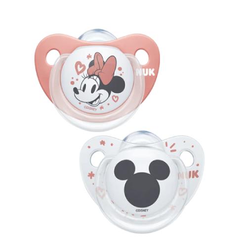 Miniaturka artykułu - NUK Trendline Smoczek silikonowy 0-6m Myszka Miki i Minnie (szary/r&oacute;ż), 2szt. 
