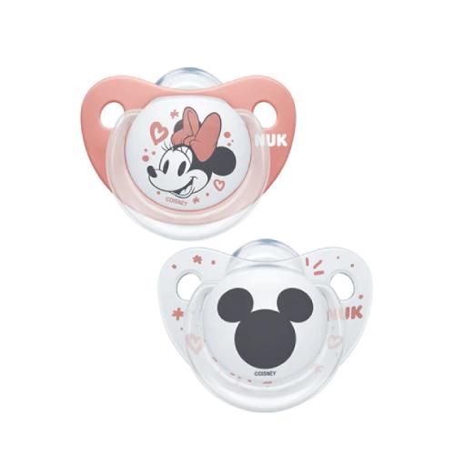 Miniaturka artykułu - NUK Trendline Disney Myszka Miki Smoczek silikonowy uspokajający 6-18m szary/r&oacute;ż, 2 sztuki