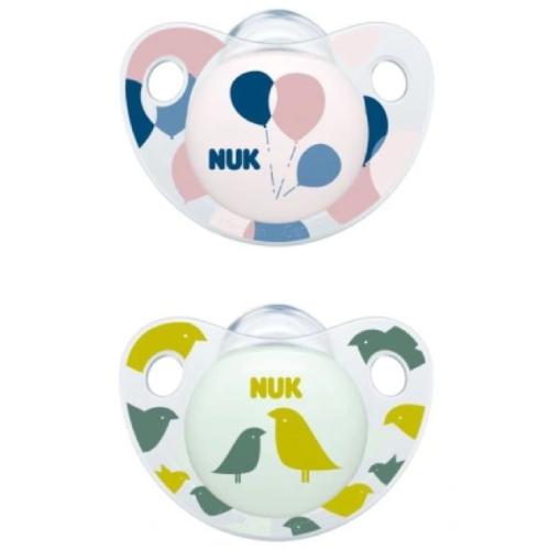 Miniaturka artykułu - NUK Trendline Silikonowy smoczek uspokajający 6-18m, 2 szt.Girl