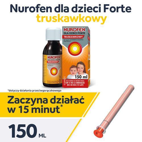 Miniaturka artykułu - Nurofen dla dzieci Forte truskawkowy -150ml USZKODZONE TEKTUROWE OPAKOWANIE
