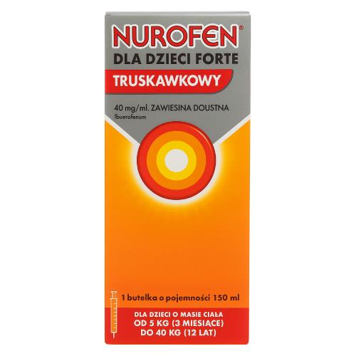 Miniaturka artykułu - Nurofen dla dzieci Forte truskawkowy 40 mg/ml, zawiesina doustna, 150 ml