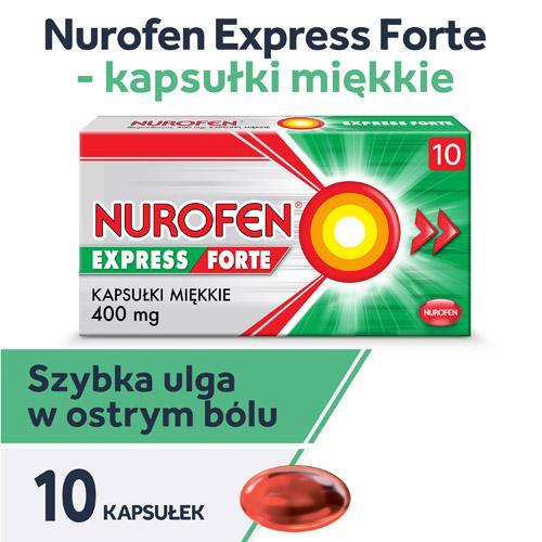 Miniaturka artykułu - Nurofen Express Forte - 10 kapsułek KR&Oacute;TKA DATA 31.10.2026