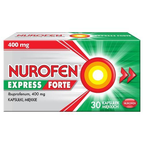Miniaturka artykułu - Nurofen Express Forte - 30 kapsułek USZKODZONE TEKTUROWE OPAKOWANIE