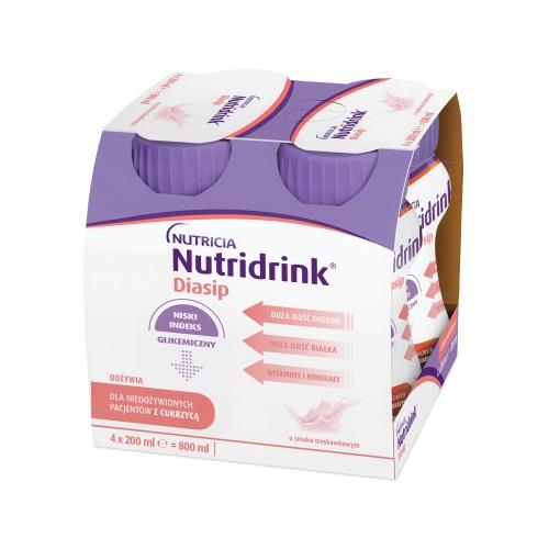 Miniaturka artykułu - Nutridrink Diasip o smaku truskawkowym, 4 x 200 ml