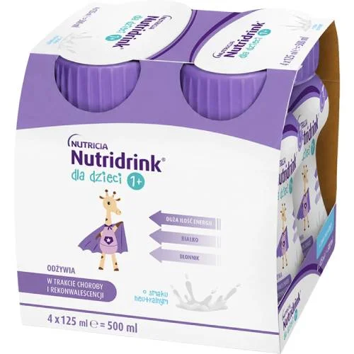 Miniaturka artykułu - Nutridrink dla dzieci smak neutralny, 4 x 125 ml