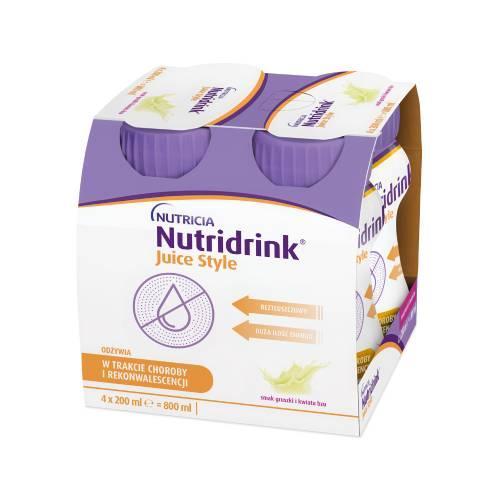 Miniaturka artykułu - Nutridrink Juice Style smak gruszki i kwiatu bzu, 4 x 200 ml KR&Oacute;TKA DATA 11.10.2026