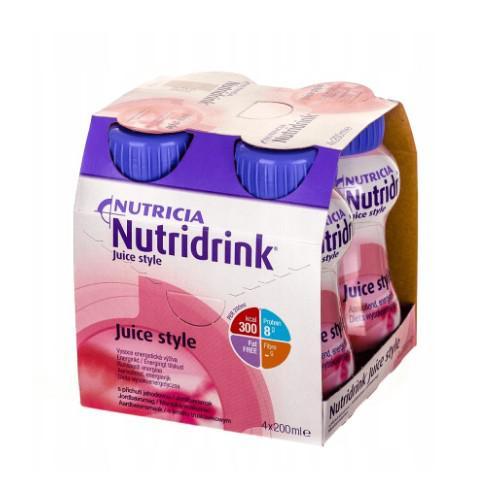 Miniaturka artykułu - Nutridrink Juice Style truskawka, 4 x 200ml USZKODZONE TEKTUROWE OPAKOWANIE