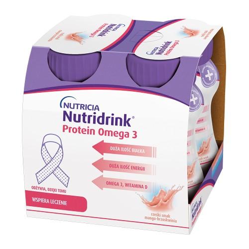 Miniaturka artykułu - Nutridrink Protein Omega 3 rześki smak mango - brzoskwinia, 4x125ml