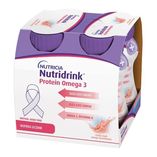 Miniaturka artykułu - Nutridrink Protein Omega 3 rześki smak mango - brzoskwinia, 4x125ml KR&Oacute;TKA DATA 13.09.2026