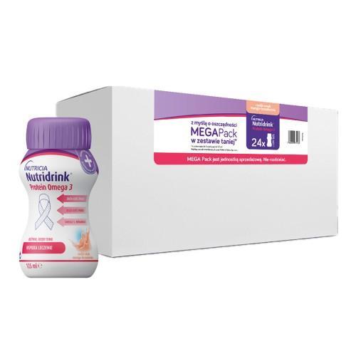 Miniaturka artykułu - Nutridrink Protein Omega 3 rześki smak mango-brzoskwinia megapack, 24 x 125 ml USZKODZONY KARTON ZBIORCZY
