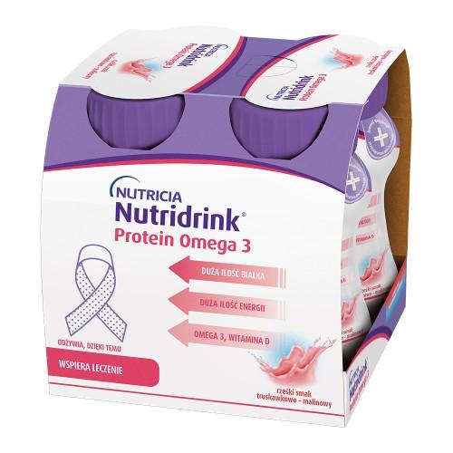 Miniaturka artykułu - Nutridrink Protein Omega 3 rześki smak truskawka - malina, 4x125ml