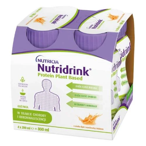 Miniaturka artykułu - Nutridrink Protein Plant Based o smaku dyni z marchewką i imbirem, 4 x 200 ml