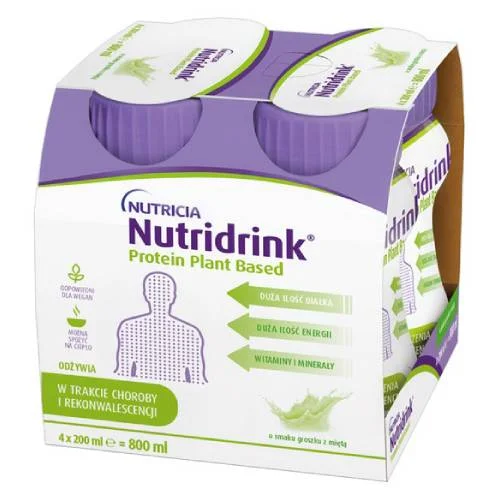 Miniaturka artykułu - Nutridrink Protein Plant Based smak groszek z miętą, 4 x 200 ml