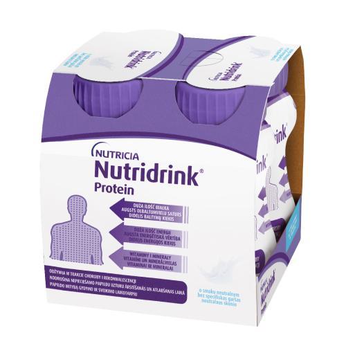 Miniaturka artykułu - Nutridrink Protein smak neutralny, 4x125ml BRAK KARTONOWEGO OPAKOWANIA