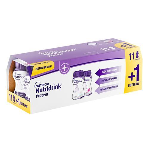 Miniaturka artykułu - Nutridrink Protein zestaw, 12szt. (8szt. - owoce leśne + 4szt. neutralne) KR&Oacute;TKA DATA 12.09.2026