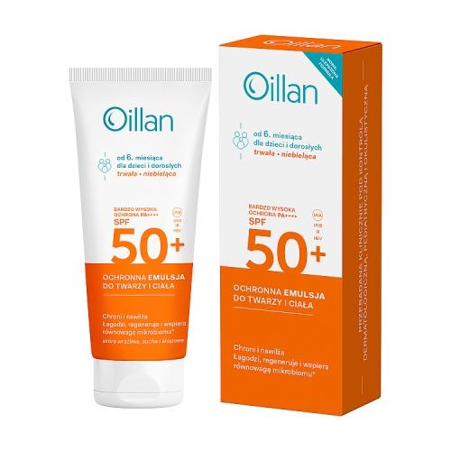 Miniaturka artykułu - OILLAN Ochronna emulsja przeciwsłoneczna do twarzy i ciała z filtrem SPF50 do sk&oacute;ry wrażliwej, 100ml
