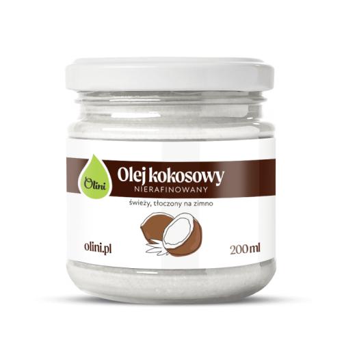 Miniaturka artykułu - Olini Olej kokosowy świeży, tłoczony na zimno nierafinowany, 200 ml