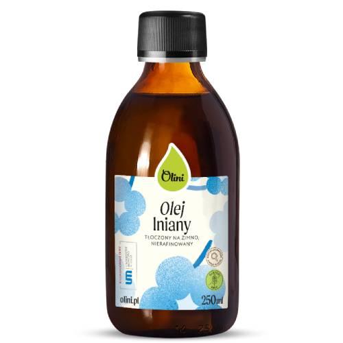 Miniaturka artykułu - Olini Olej lniany tłoczony na zimno nierafinowany, 250 ml