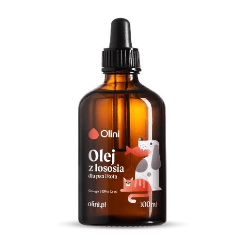 Miniaturka artykułu - Olini Olej z łososia dla psa i kota, 100 ml