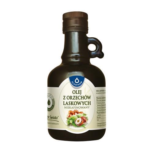 Miniaturka artykułu - OLEOFARM Olej z orzech&oacute;w laskowych nierafinowany, 250ml KR&Oacute;TKA DATA 30.09.2026