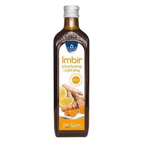 Miniaturka artykułu - Oleofarm Sok Imbir z kurkumą i cytryną, 490 ml USZKODZONA ETYKIETA