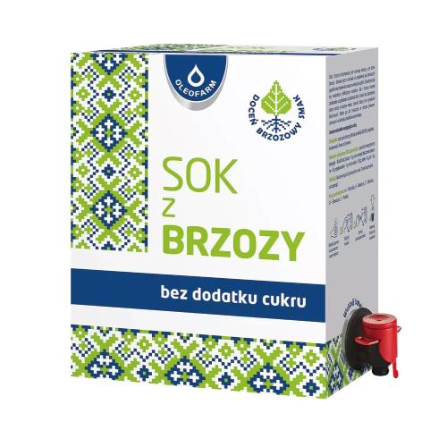 Miniaturka artykułu - OLEOFARM Sok z brzozy bez cukru, 3000ml