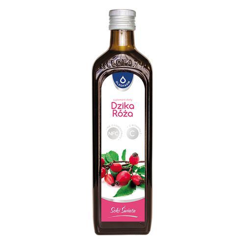 Miniaturka artykułu - OLEOFARM Sok z dzikiej r&oacute;ży z witaminą C, 490ml  KR&Oacute;TKA DATA 30.06.2026