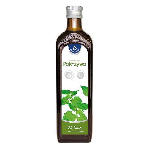 Miniaturka artykułu - OLEOFARM Sok z pokrzywy z witaminą C, 490ml	 KR&Oacute;TKA DATA 31.08.2026