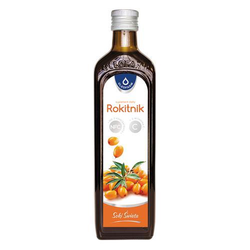 Miniaturka artykułu - OLEOFARM Sok z rokitnika z witaminą C, 490ml KR&Oacute;TKA DATA 30.06.2026
