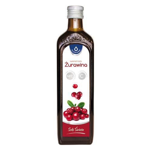 Miniaturka artykułu - OLEOFARM Sok z żurawiny z witaminą C, 490ml	KR&Oacute;TKA DATA 31.01.2025