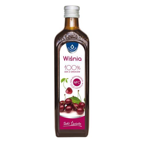 Miniaturka artykułu - OLEOFARM Wiśnia 100% sok z owoc&oacute;w wiśni, 490ml USZKODZONA ETYKIETA